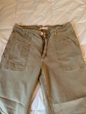 By Anthropologie Khaki Beige High Rise The Wanderer Utility Pants Size 10